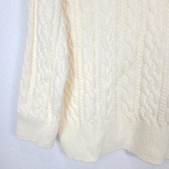FREE PEOPLE Laurel Cable Knit Chunky Moonglow Ivory Sweater - Picture 9 of 13